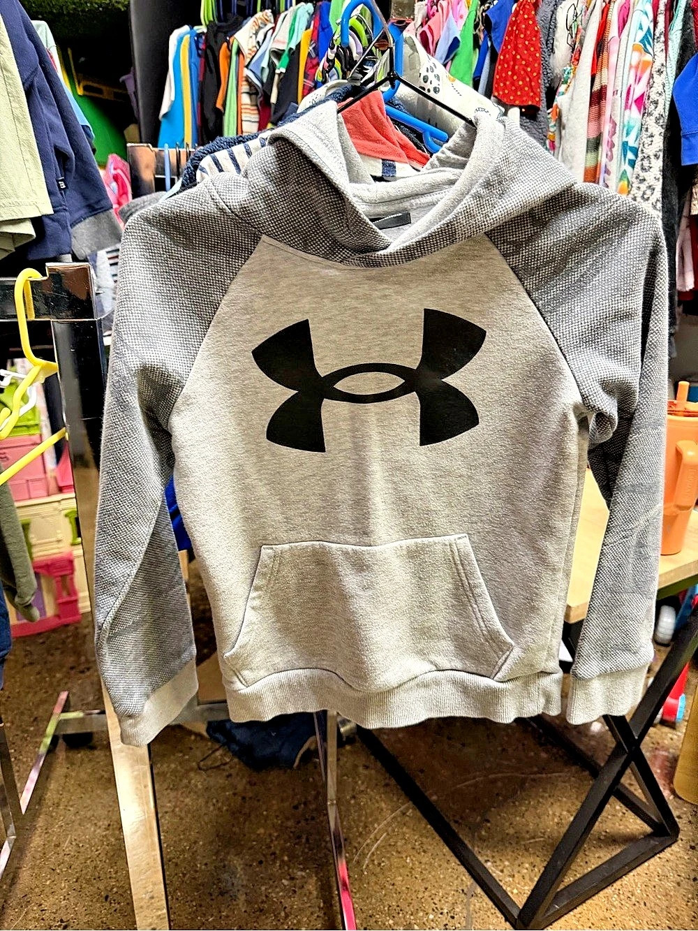 Under Armour Gray & Black Color Block Hoodie